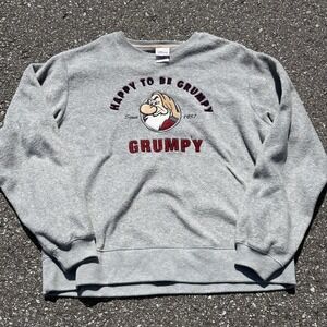 Disney Store Vintage Happy to be Grumpy Men's Gray Fleece Sweatshirt Sz M